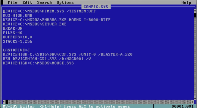 MS-DOS Config.sys