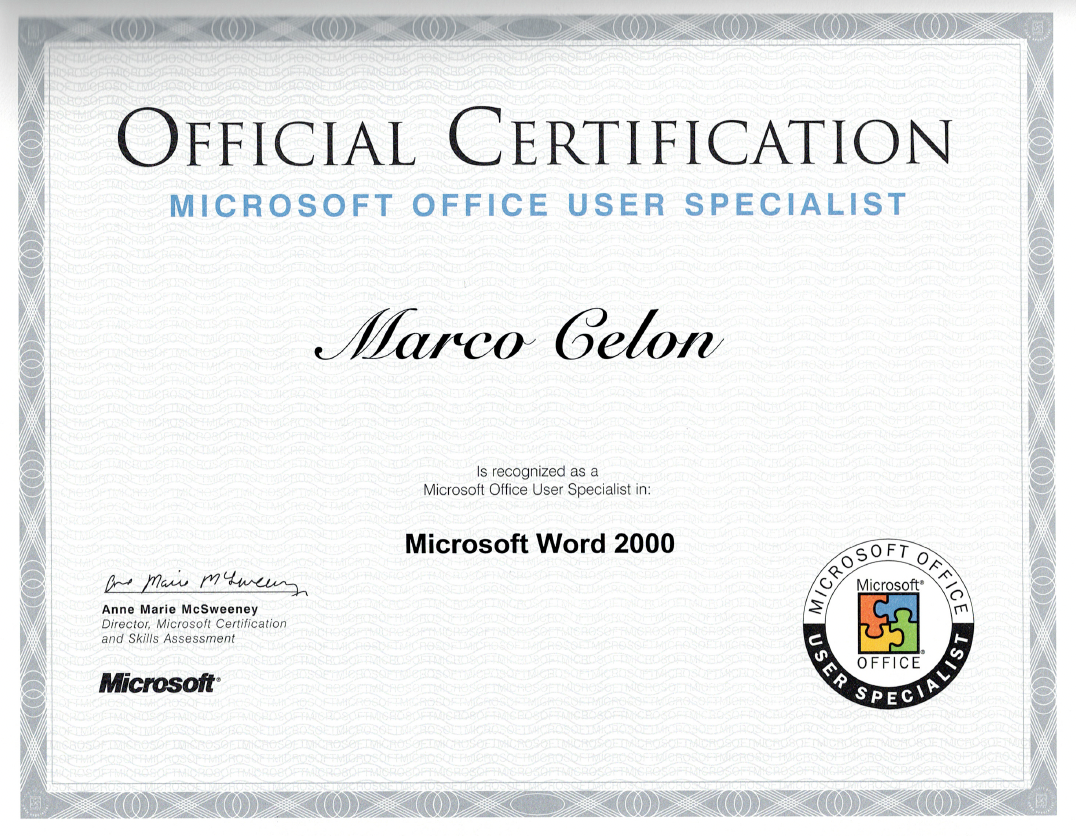 Microsoft Office User Specialist Certification – Word 2000