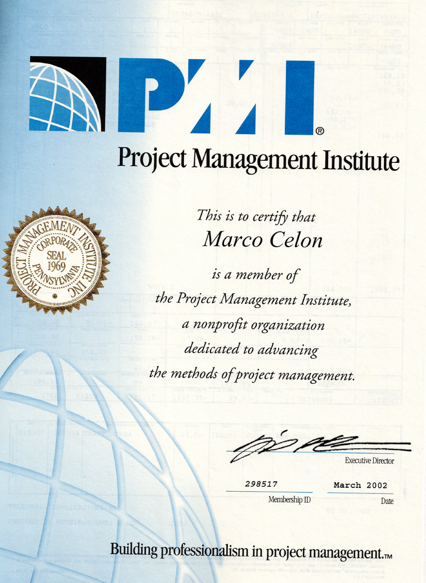 Project Management Institute Membership Certificate