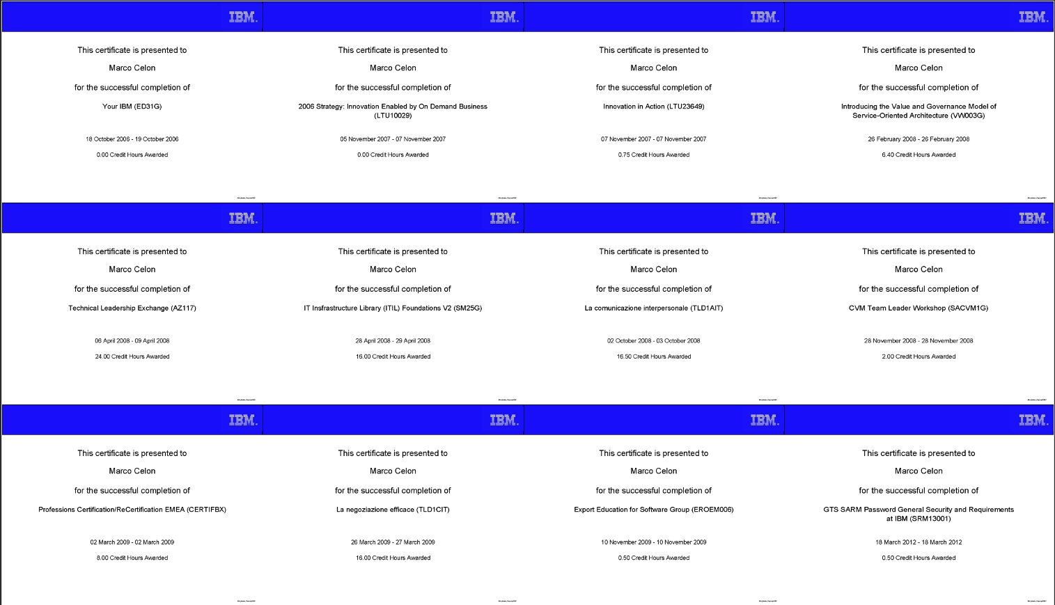 IBM Internal Certifications - Page 1