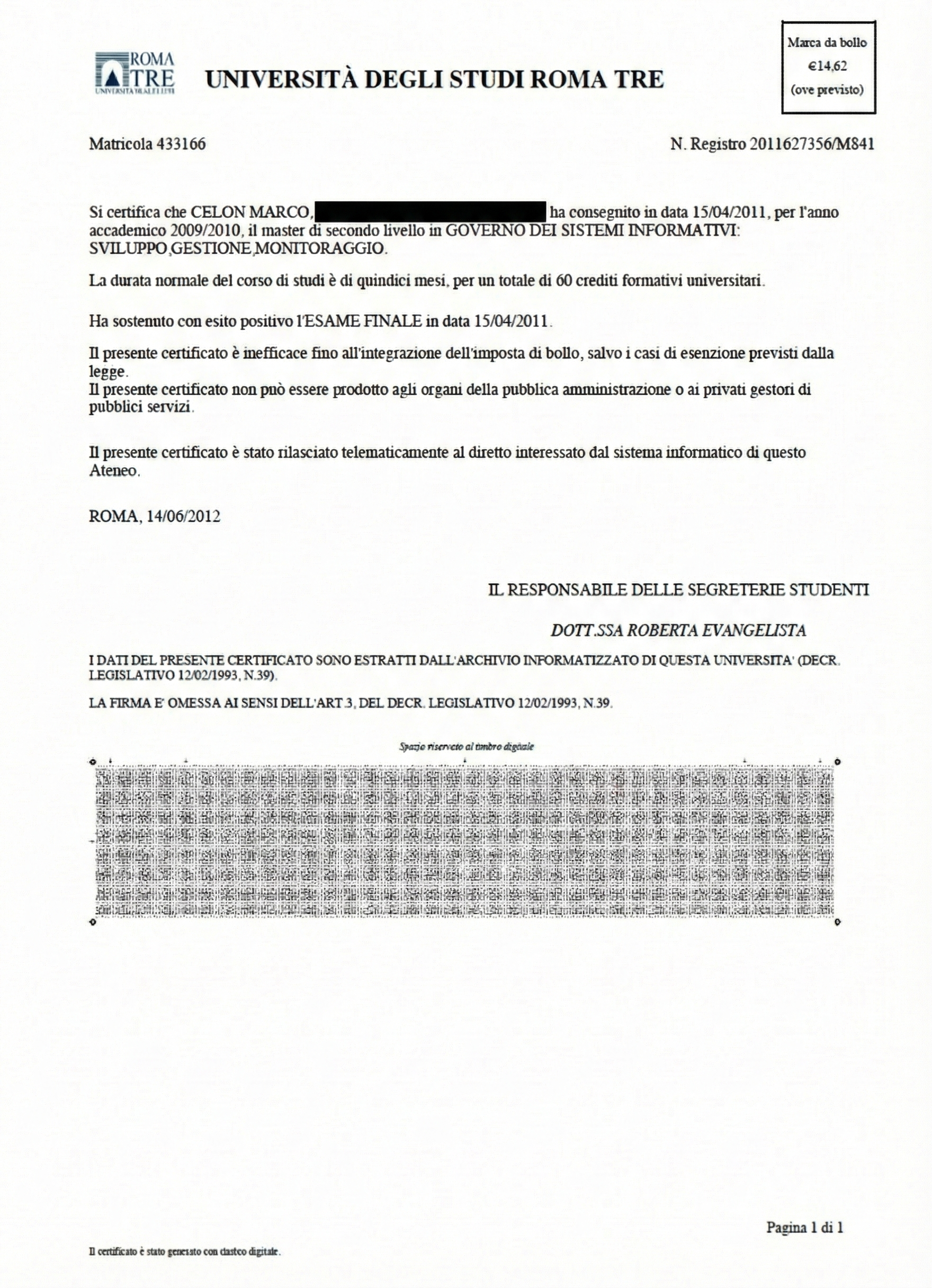 Master in IT Governance Certificate