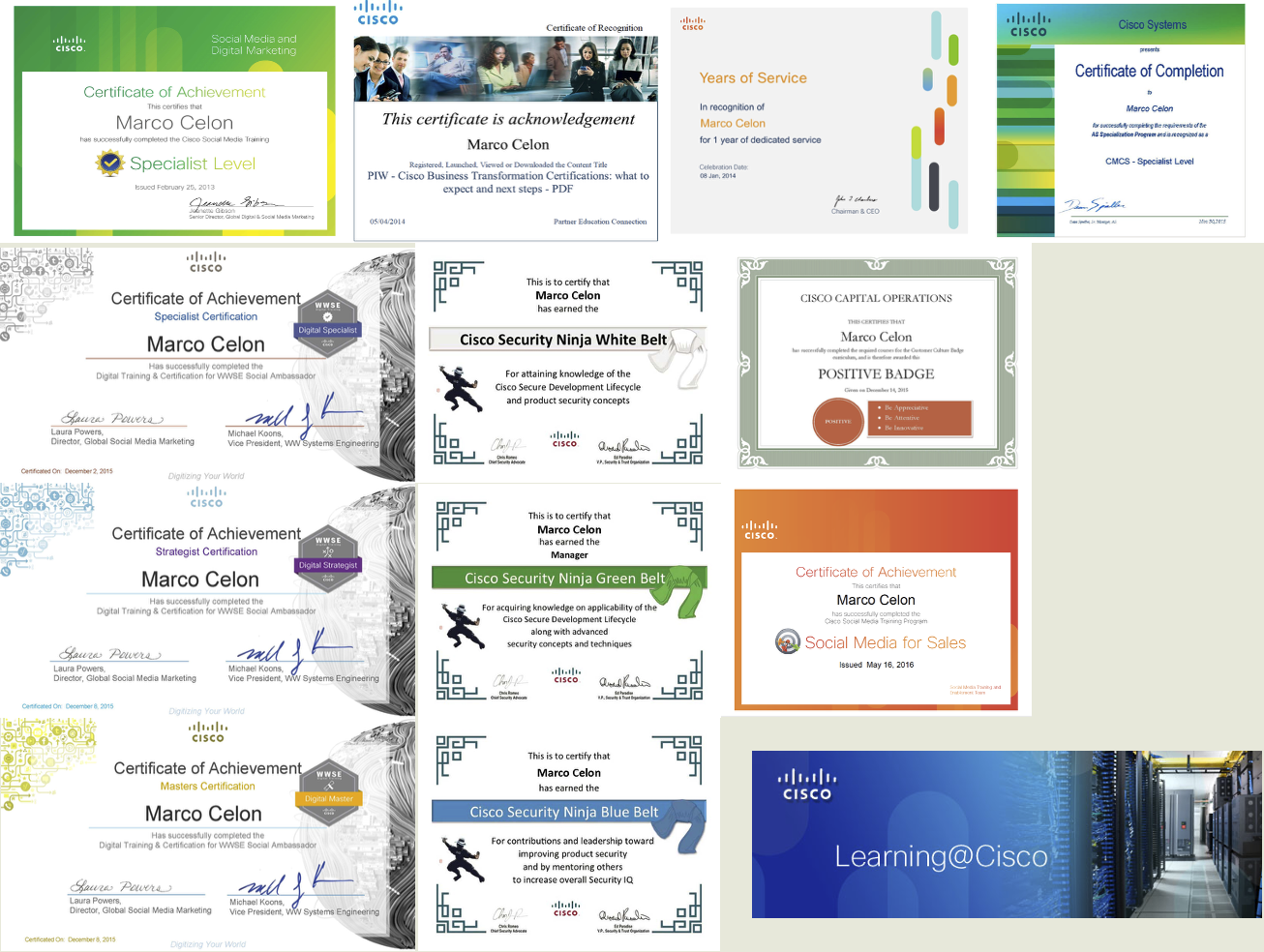 Cisco Internal Courses and Achievements